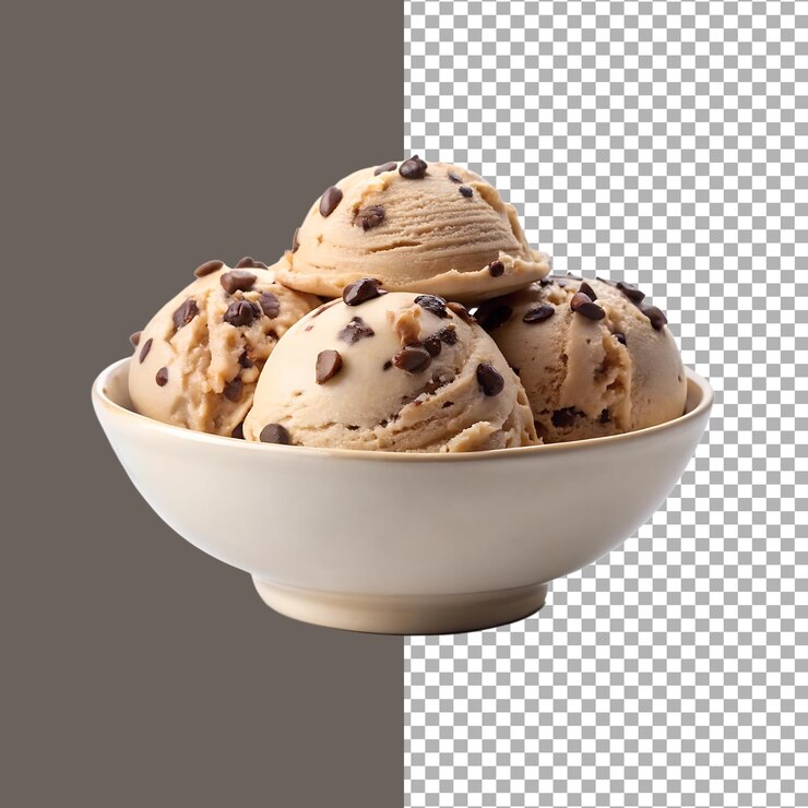Delicious Chocolate Chip Ice Cream Scoops in a Bowl