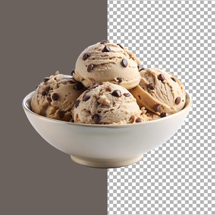 Delicious Chocolate Chip Ice Cream Scoops in a Bowl