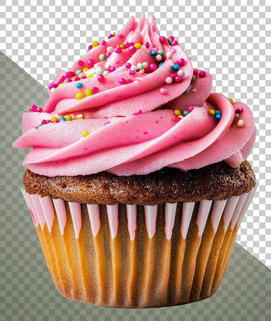 Delicious cupcake glacé rose avec des éclaboussures découpées stock png