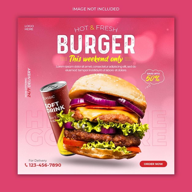 Delicious Food Social Media Post Banner Vorlage