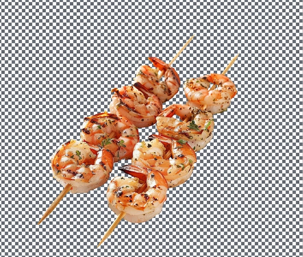 PSD delicious grilled shrimp skewers isolated on transparent background