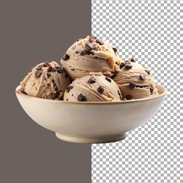 Delicious Ice Cream Scoops with Chocolate Chips in a Bowl