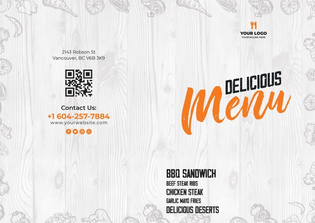 Delicious Menu Trifold Design for Restaurants