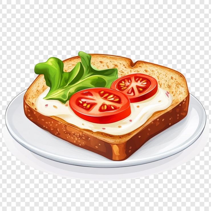 PSD delicious tomato and cream cheese toast on a plate