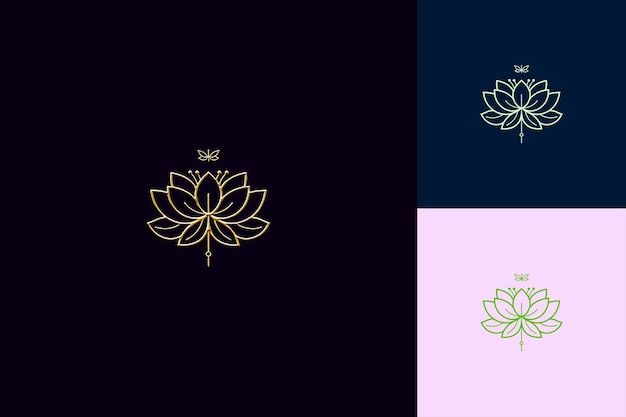 Delikate Lotusblume mit Art Nouveau-Design fließenden Linien PNG inspirierte Mond-Ikonen-Designs