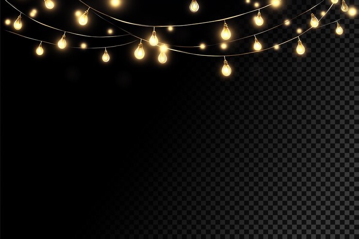 PSD delikate stringlichter gegen einen dunklen hintergrund durchsichtiger überlagerungseffekt