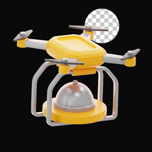 DELIVERY FOOD WITH DRONE 3D ICON