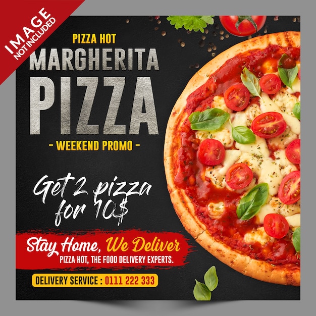 Delivery Margherita Pizza Plantilla de promoción de redes sociales