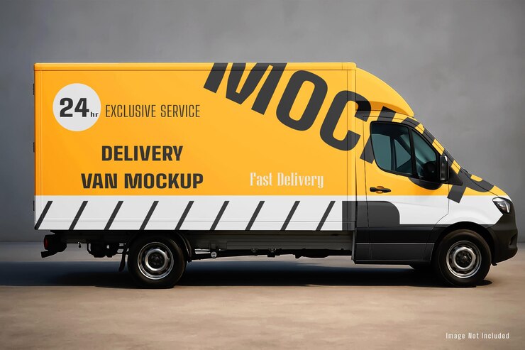Delivery Van Mockup for Branding and Advertising