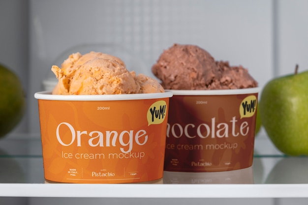 Deliziosa disposizione dei gusti di gelato