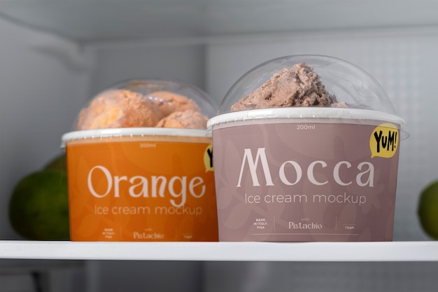 Deliziosa disposizione dei gusti di gelato