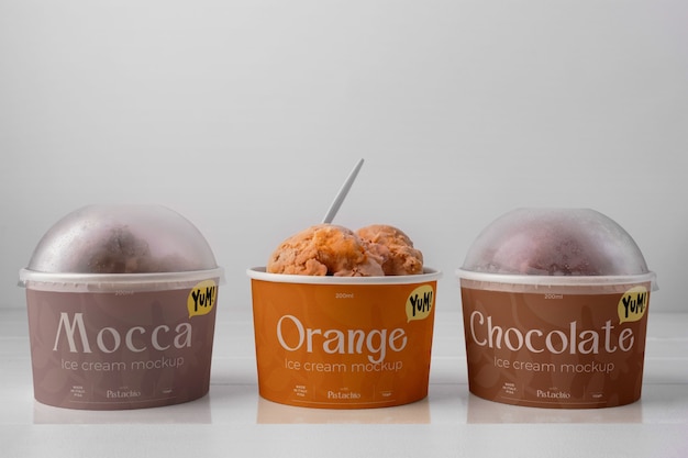 Deliziosa disposizione dei gusti di gelato