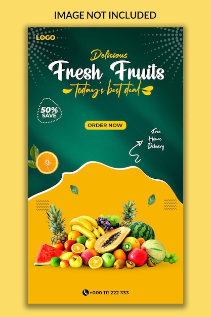 Deliziosa frutta fresca instagram story design banner