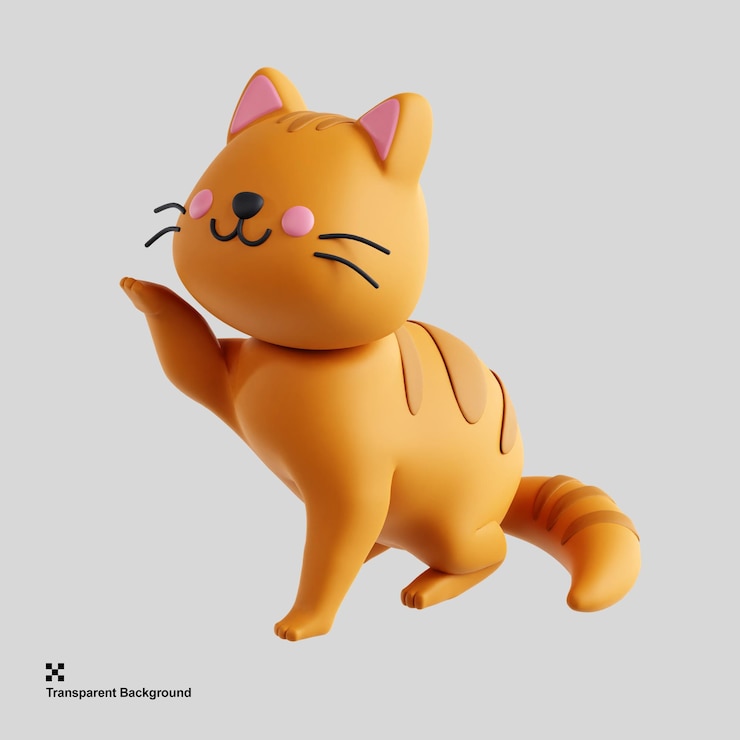 PSD deliziosa icona di gatto 3d che irradia gioia e giocosità