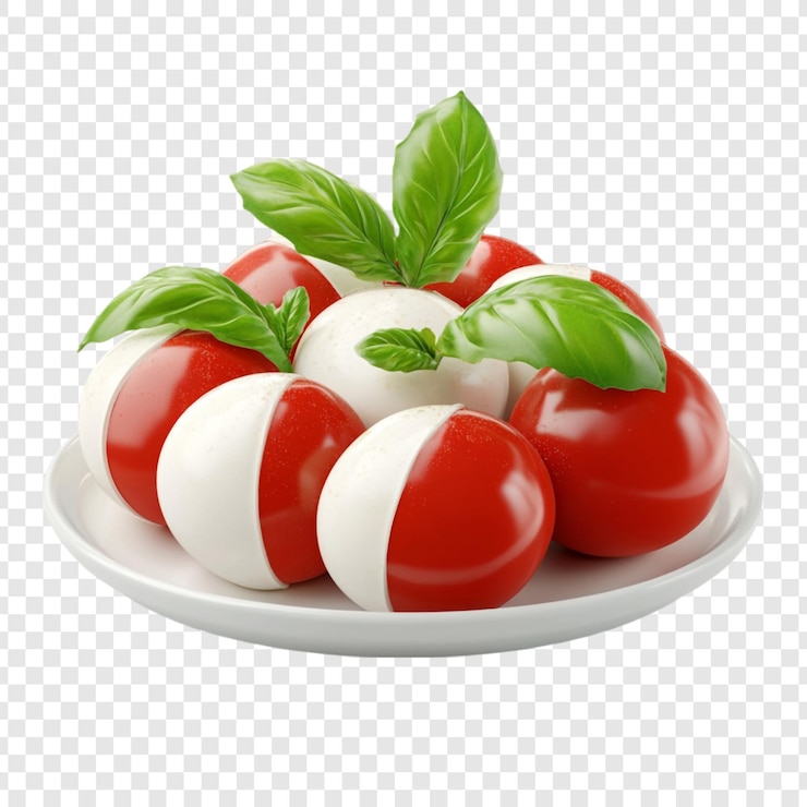PSD deliziosa insalata di caprese appetitosa mozzarella fresca e pomodori foglie di basilico