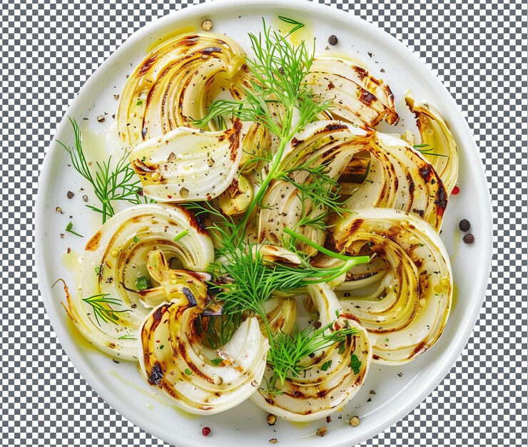 PSD deliziosa insalata di fenico alla griglia isolata su uno sfondo trasparente