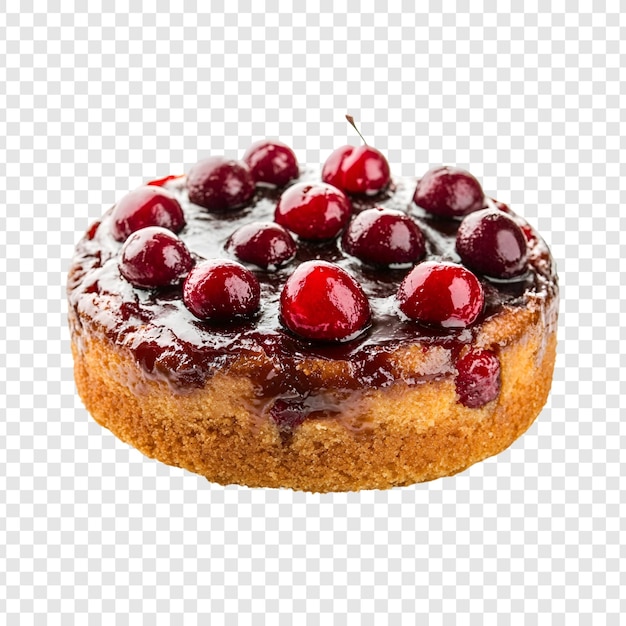 Deliziosa torta di ciliegio dolce isolato su trasparente