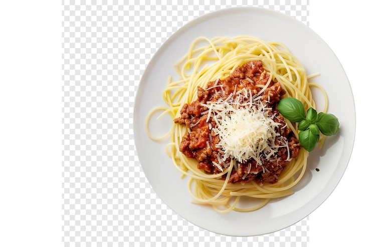 PSD deliziosi spaghetti con salsa di carne e formaggio parmigiano