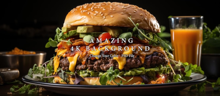 PSD delizioso cheeseburger con avocado e microgreen