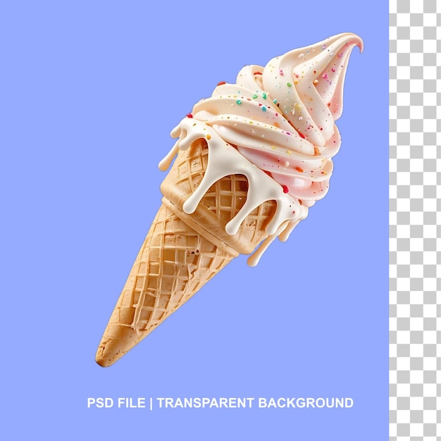 Delizioso cono di gelato alla vaniglia con spruzzate