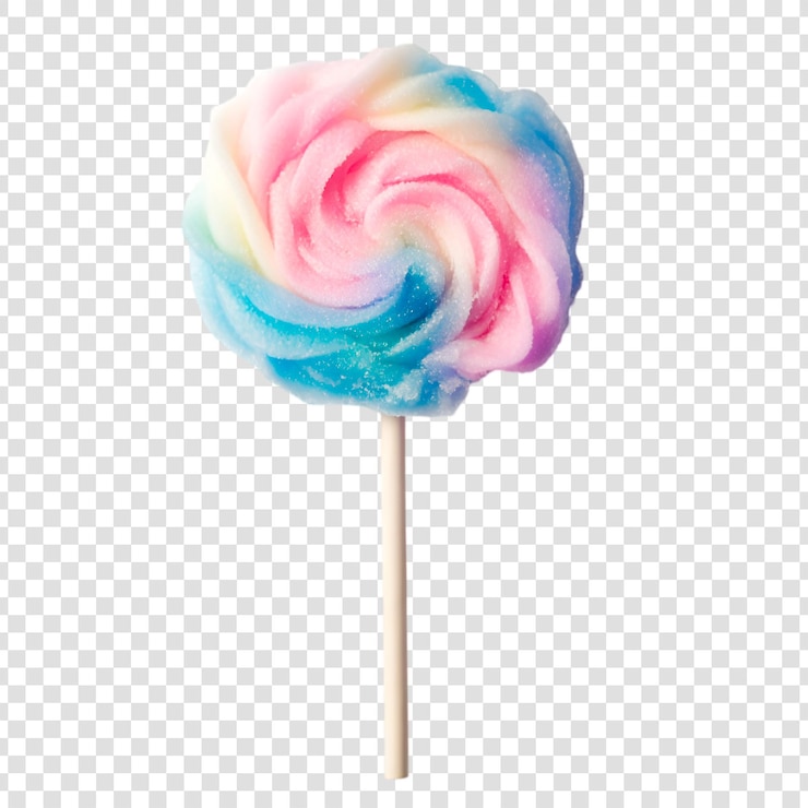 PSD delizioso cotone caramellato rosa e blu su uno sfondo trasparente