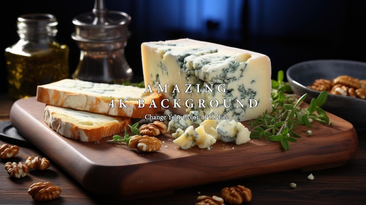 PSD delizioso formaggio blu con noci ed erbe