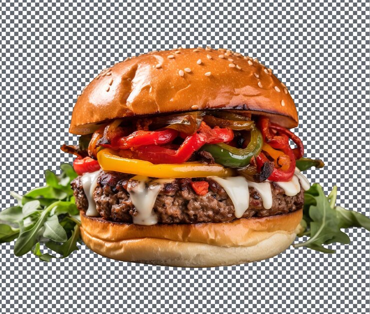 PSD delizioso hamburger italiano isolato su uno sfondo trasparente