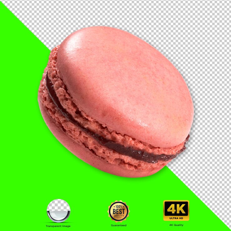 PSD delizioso macaron rosa con ripieno di cioccolato su uno sfondo trasparente