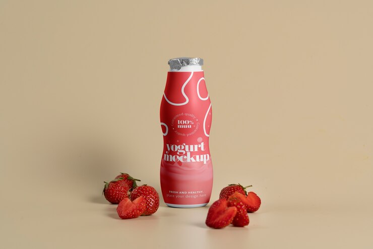 PSD delizioso mockup di confezionamento dello yogurt