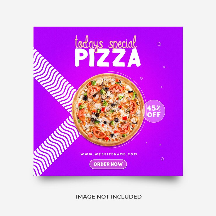 delizioso modello di social media per menu di pizza e cibo.