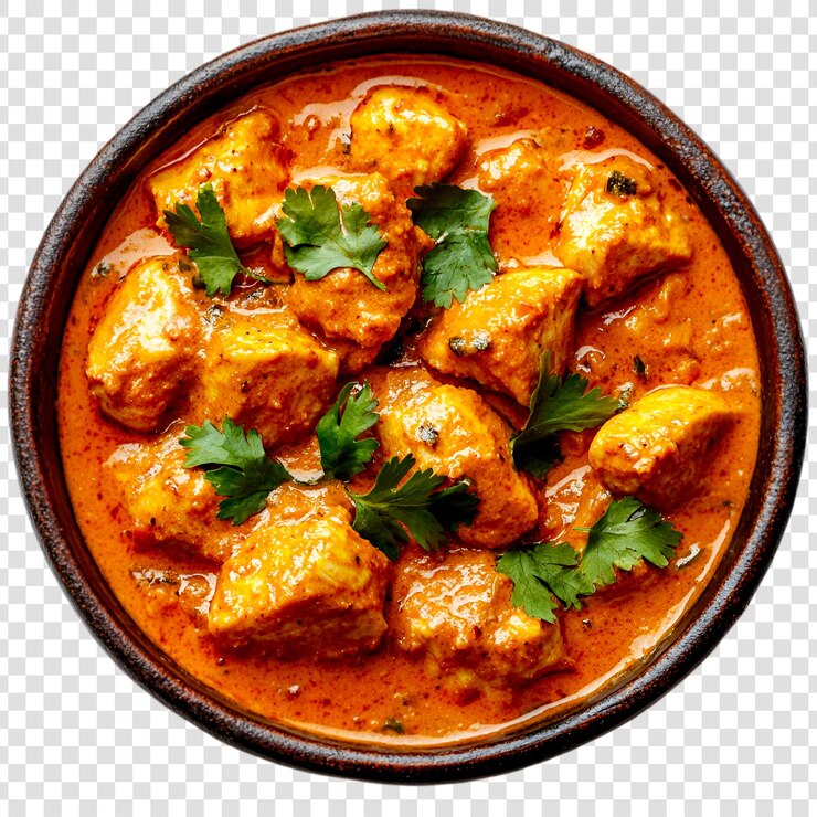 PSD delizioso pollo tikka masala piatto indiano