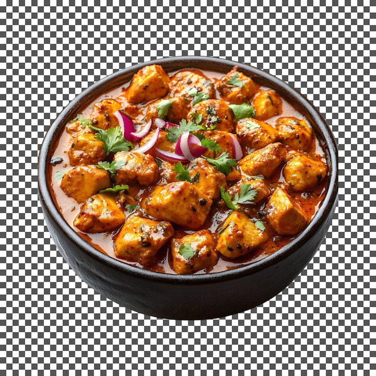 PSD delizioso tikka masala di pollo isolato su uno sfondo trasparente