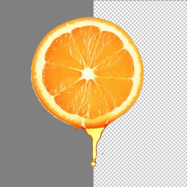 Une Demi-coupe D'orange Fraîche Avec Un Liquide Goutte à Goutte Isolé Sur Un Fond Transparent Png Psd