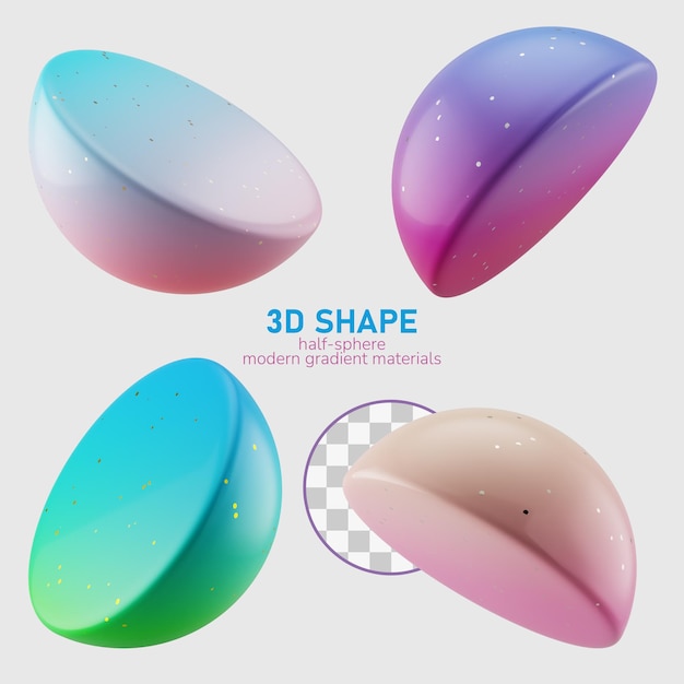 Demi-sphère De Forme 3d Multi-angle Avec Dégradé De Couleur Bonbon Moderne Isolé