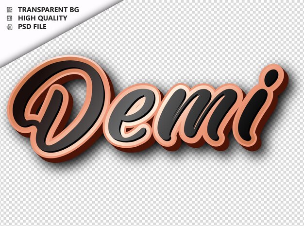 PSD demi tipografia texto em bronze preto psd transparente