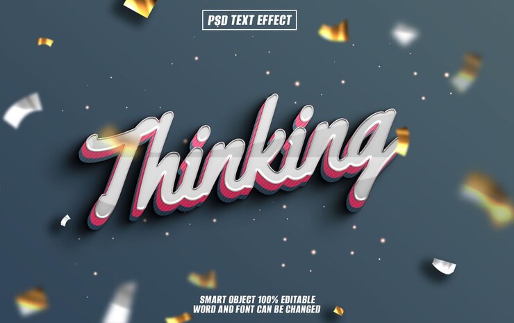 PSD denkende text-effekt-schriftart bearbeitbare typographie 3d-text