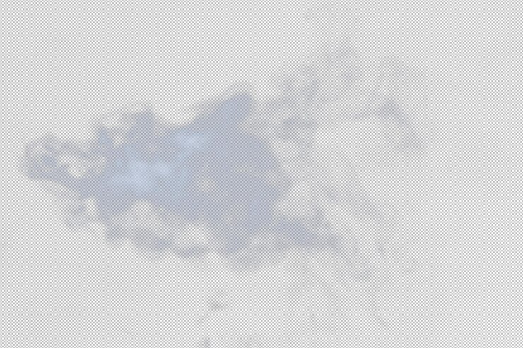PSD densas bocanadas esponjosas de humo blanco y niebla en png transparente fondo movimiento de nubes de humo abstracto borroso fuera de foco golpes humeantes de la máquina mosca de hielo seco revoloteando en textura de efecto de aire