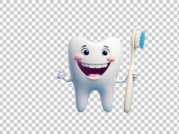 PSD dent blanche heureuse avec une brosse à dents