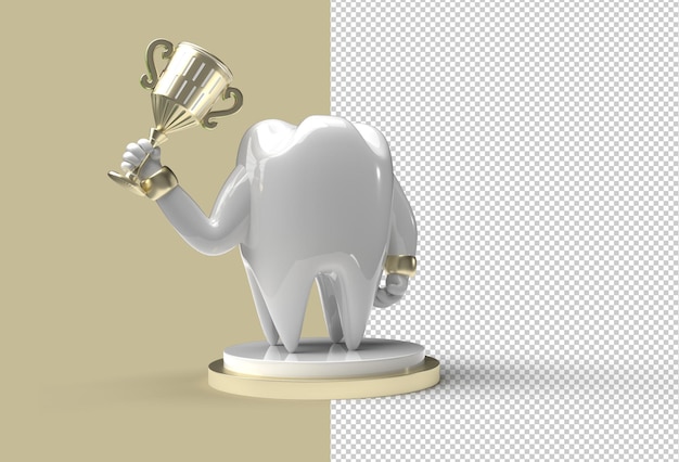 Dent dentaire avec fichier Psd transparent de rendu 3D Trophy