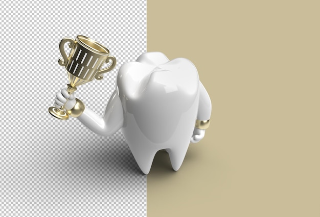 Dent dentaire avec fichier Psd transparent de rendu 3D Trophy