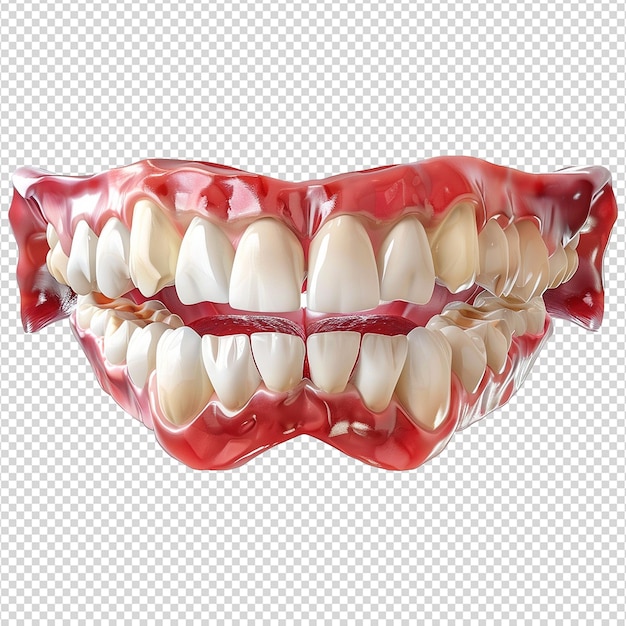 PSD une dent douloureuse au milieu de dents saines isolées sur un fond transparent png