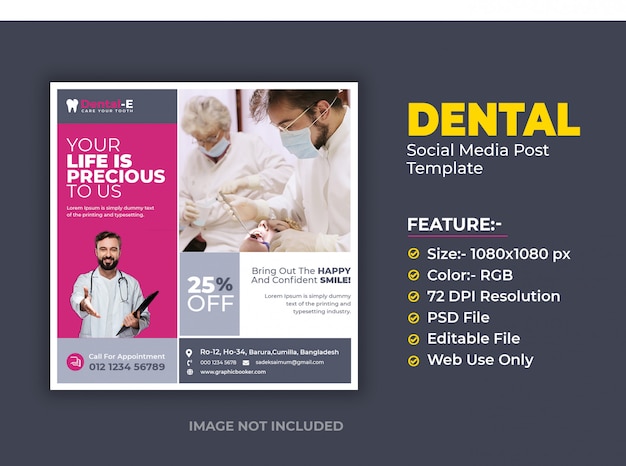 PSD dental social media post vorlage