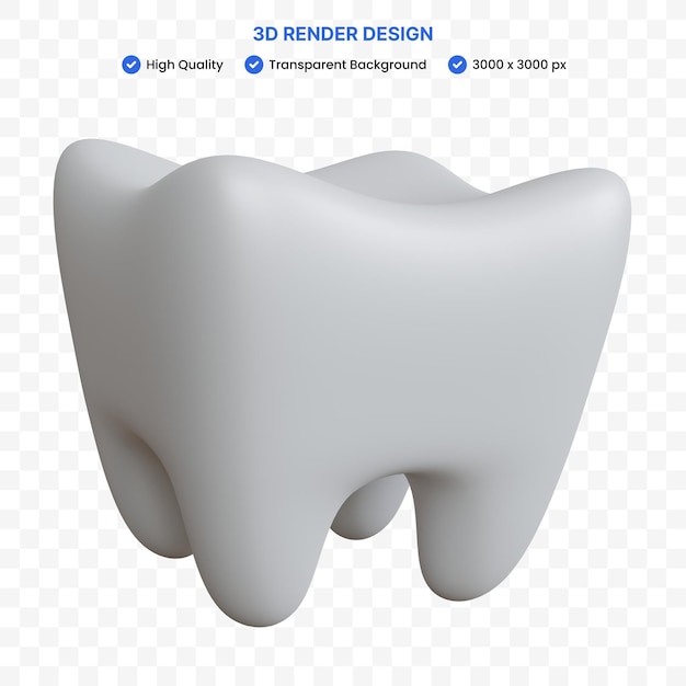 Dente branco de renderização 3d isolado