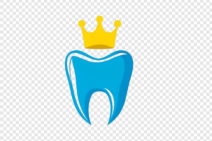 PSD dente com coroa isolada sobre um fundo transparente