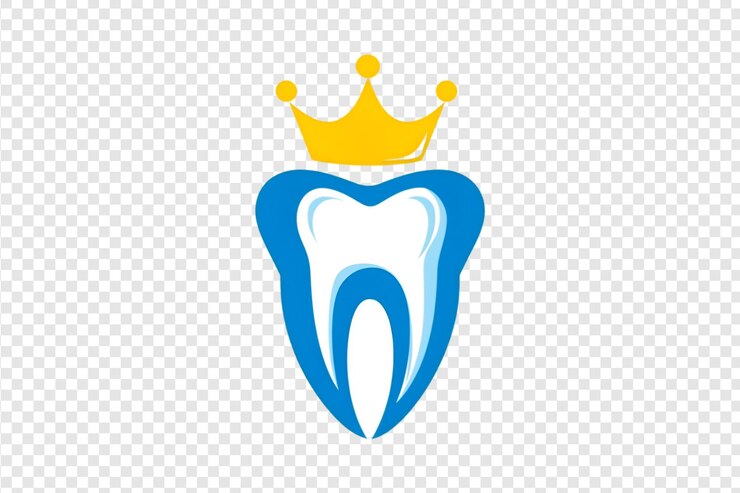 PSD dente com coroa isolada sobre um fundo transparente