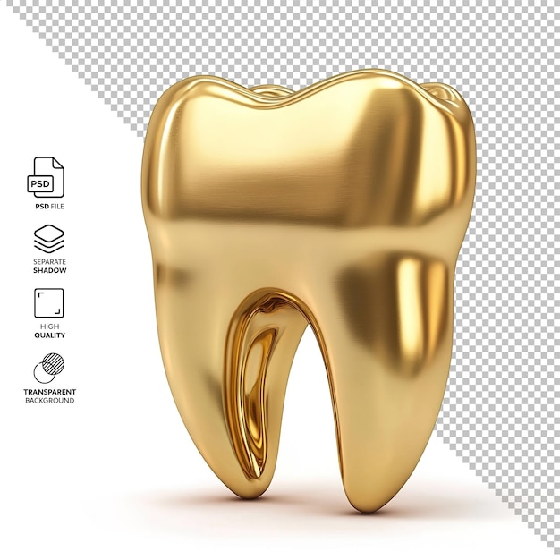 Dente d'oro isolato senza sfondo