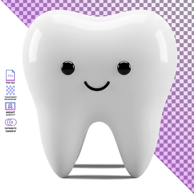 Dente de desenho animado feliz para cuidados dentários