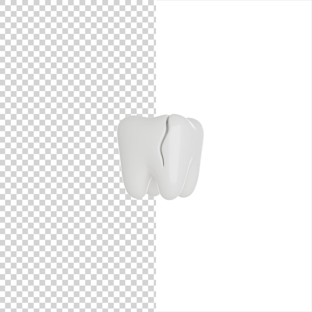 Dente quebrado ou ícone de renderização 3d de dentes rachados