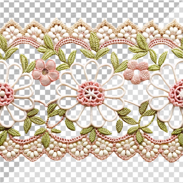 PSD de la dentelle brodée sur fond transparent