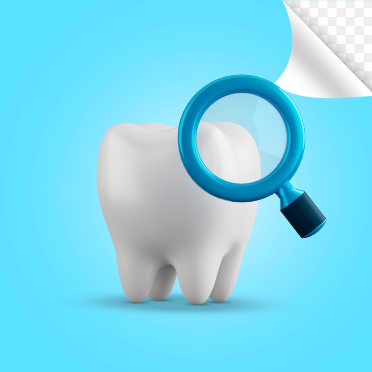 PSD dentes 3d com lupa